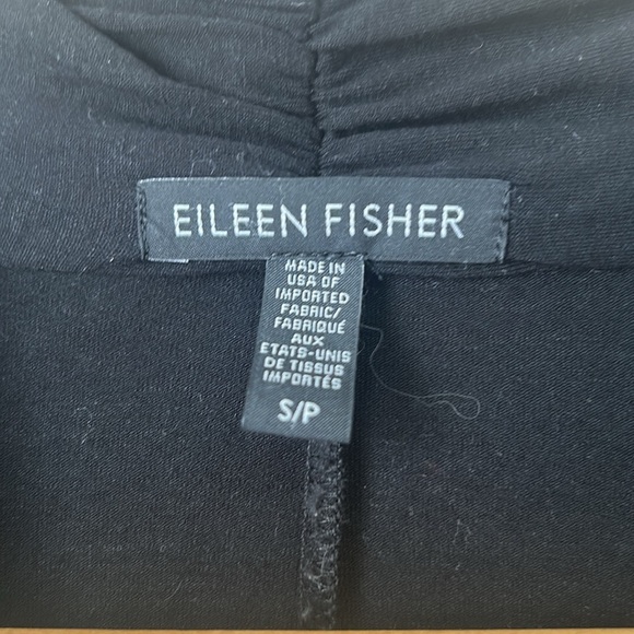 Eileen Fisher black long sleeve longer tunic length open front cardigan small - Picture 2 of 8